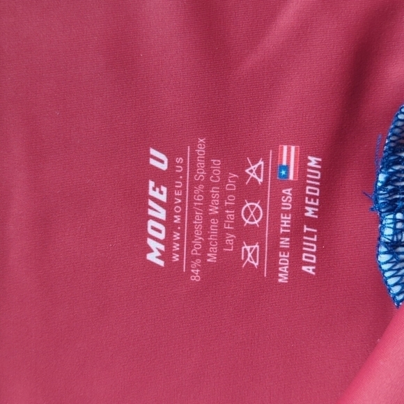 Move U Dance Team Legging Adult Medium made in USA full length blue pink - Picture 4 of 10